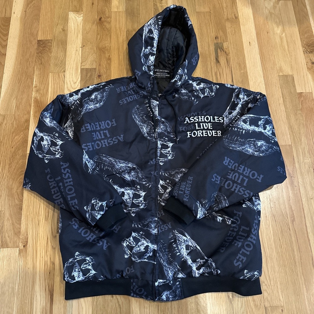 Assholes*s Live‎ Forever Black Puffer Parka Coat Size XL. Rapper. Bones Jersey
